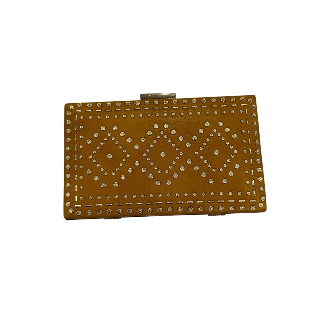 Aldo mustard yellow gold studded clutch - Image 8