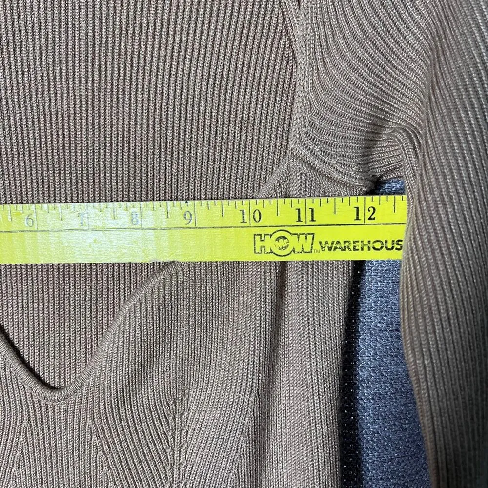 Mable Long Sleeve Mini Sweater Dress Womens M Brown Ribbed Knit Sweetheart Neck Size M - Image 6