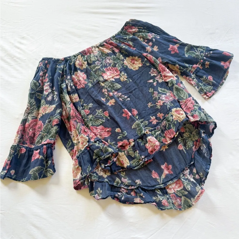 Denim & Supply Ralph Lauren Womens Small Top Vanetta Floral Ruffle Boho 046-C - Image 2