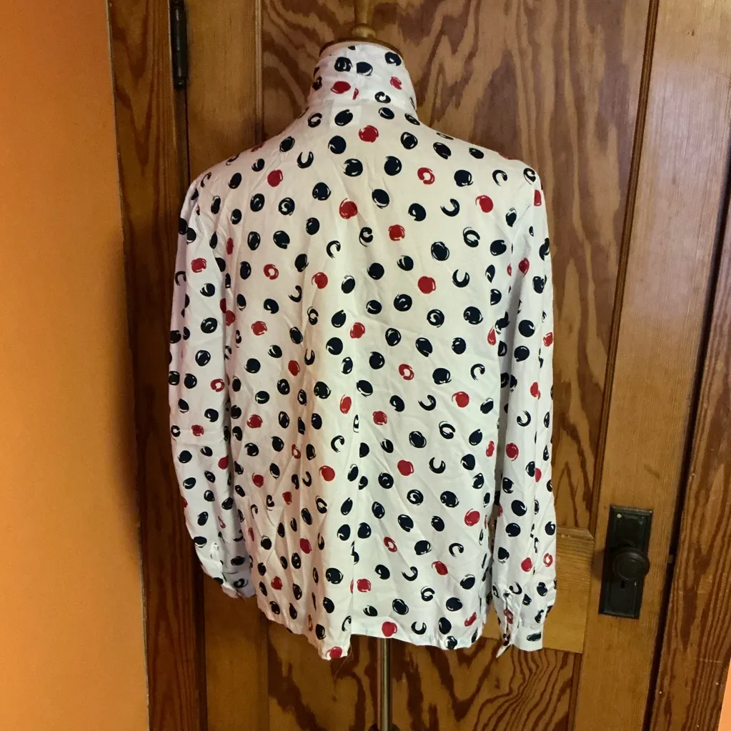 Vintage 70s polka dot bow tie blouse Size 14 - Image 11