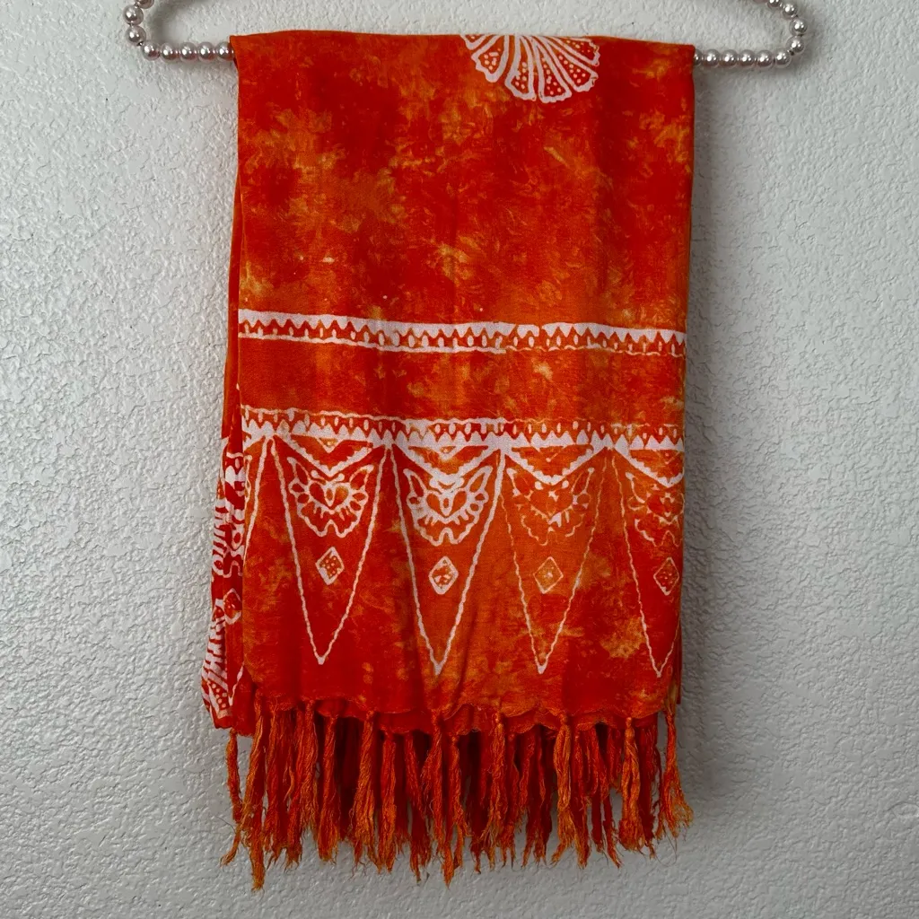 Orange Boho Sea Shells Fringe Sarong or Beach Blanket Size undefined - Image 8