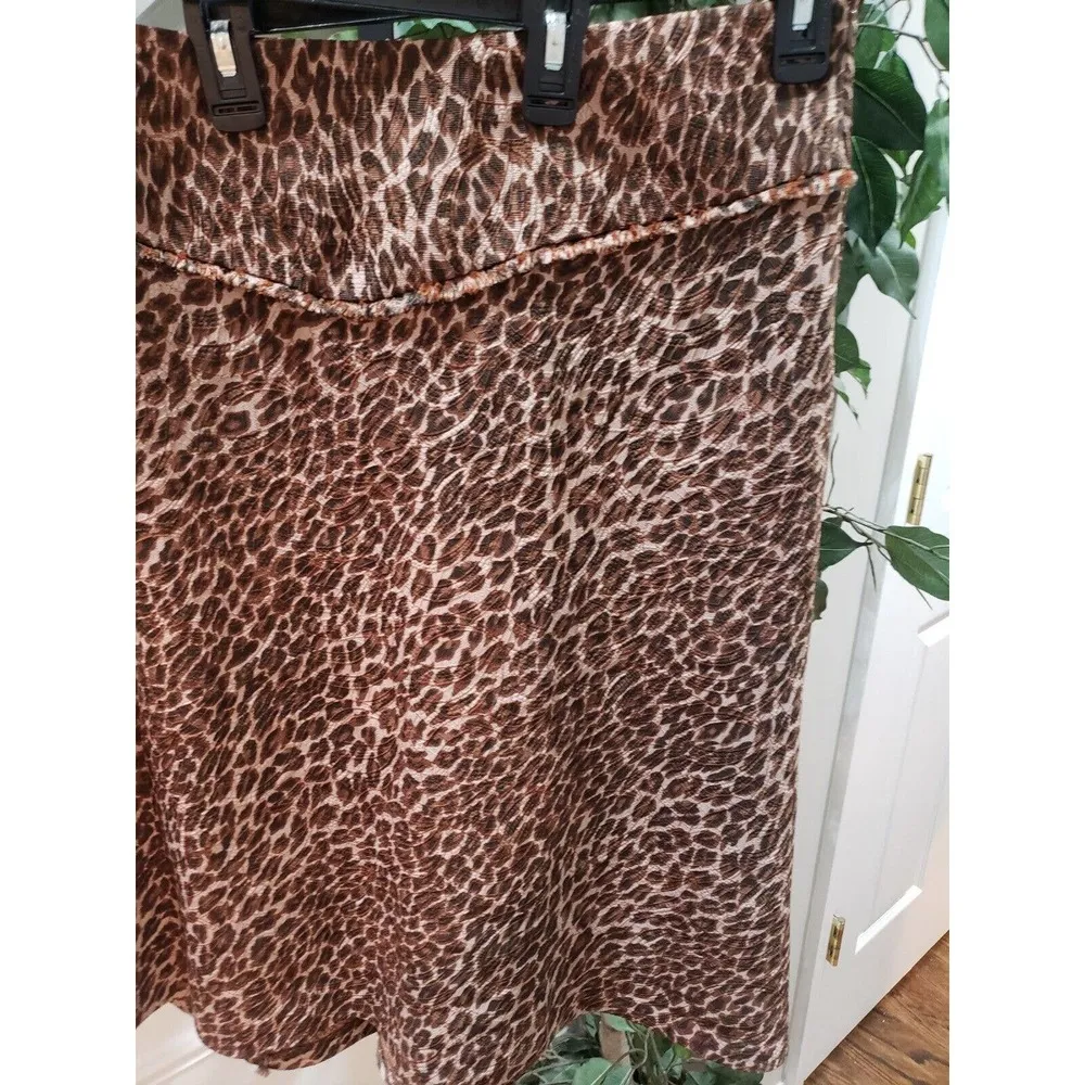 ECI Womens Brown Leopard Print Polyester Flat Front Casual Pencil Skirt Size 16W - Image 3