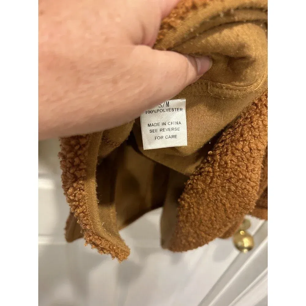 Wishlist Womens Small/Medium Brown Teddy Shacket‎ Oversized Shirt - Image 7