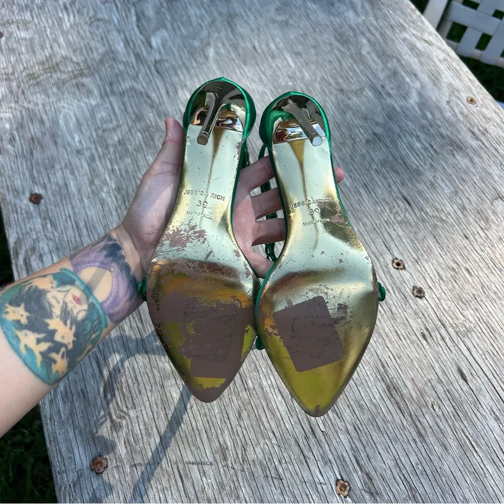 Jessica Rich‎ Green Gold Luxe Embellished Chain T - Image 11