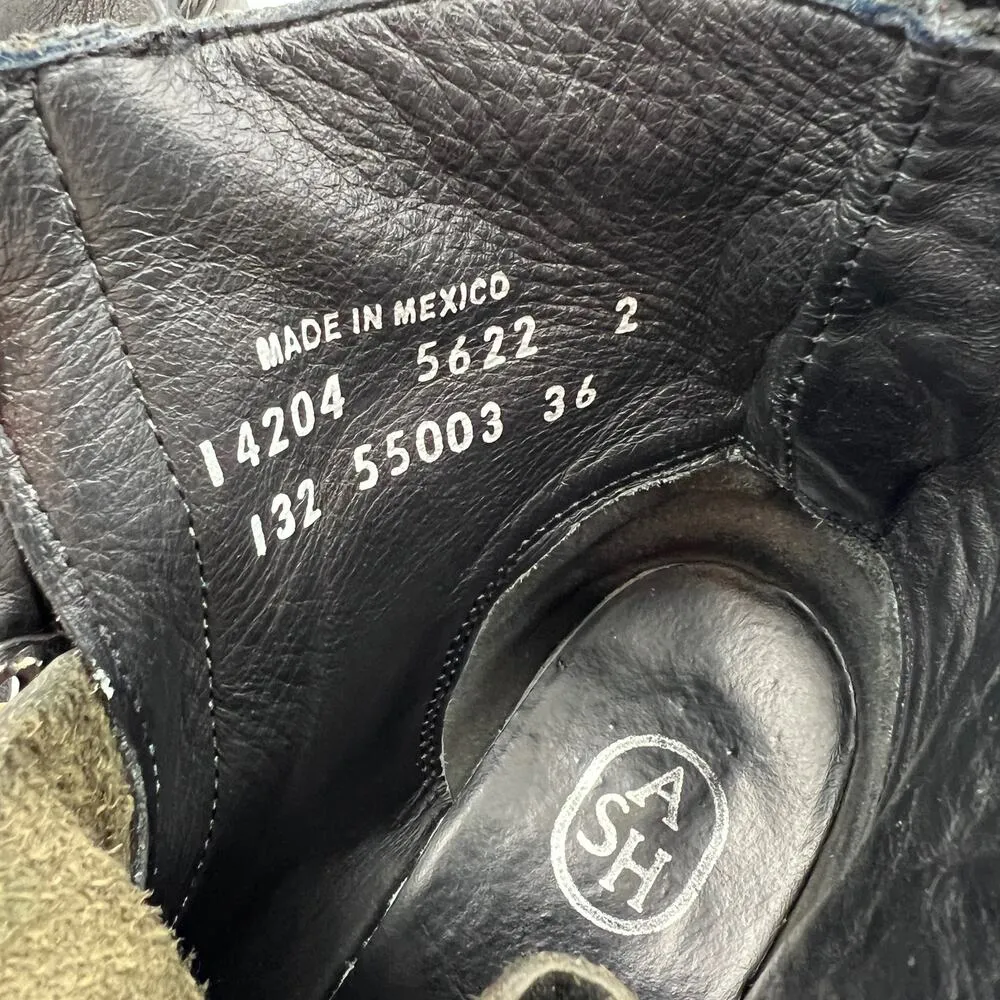 ASH Black Leather Lug Sole Boots Lace Up Moto Ankle Booties - Image 3