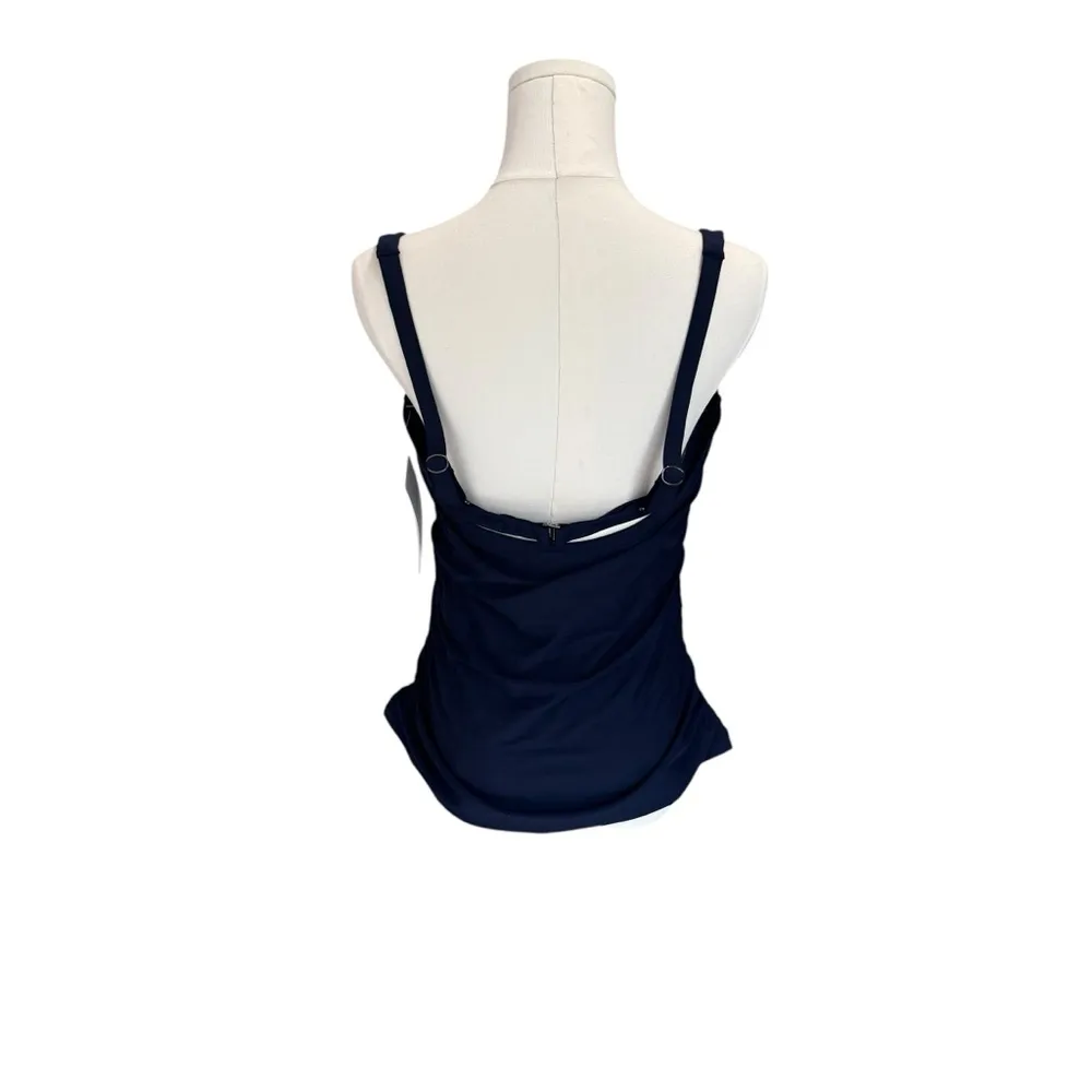 Athleta - NWT Square Neck Bra Cup Swim Tankini Top Navy Blue NWT Ruching 38B/C - Image 5