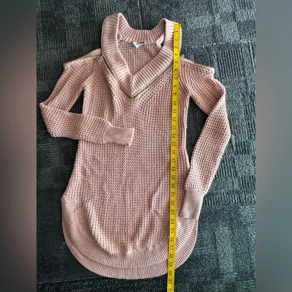GUESS G by Guess blush Pink Knit Sweater Dress XS Cold Shoulder Zipper Detail - Image 9