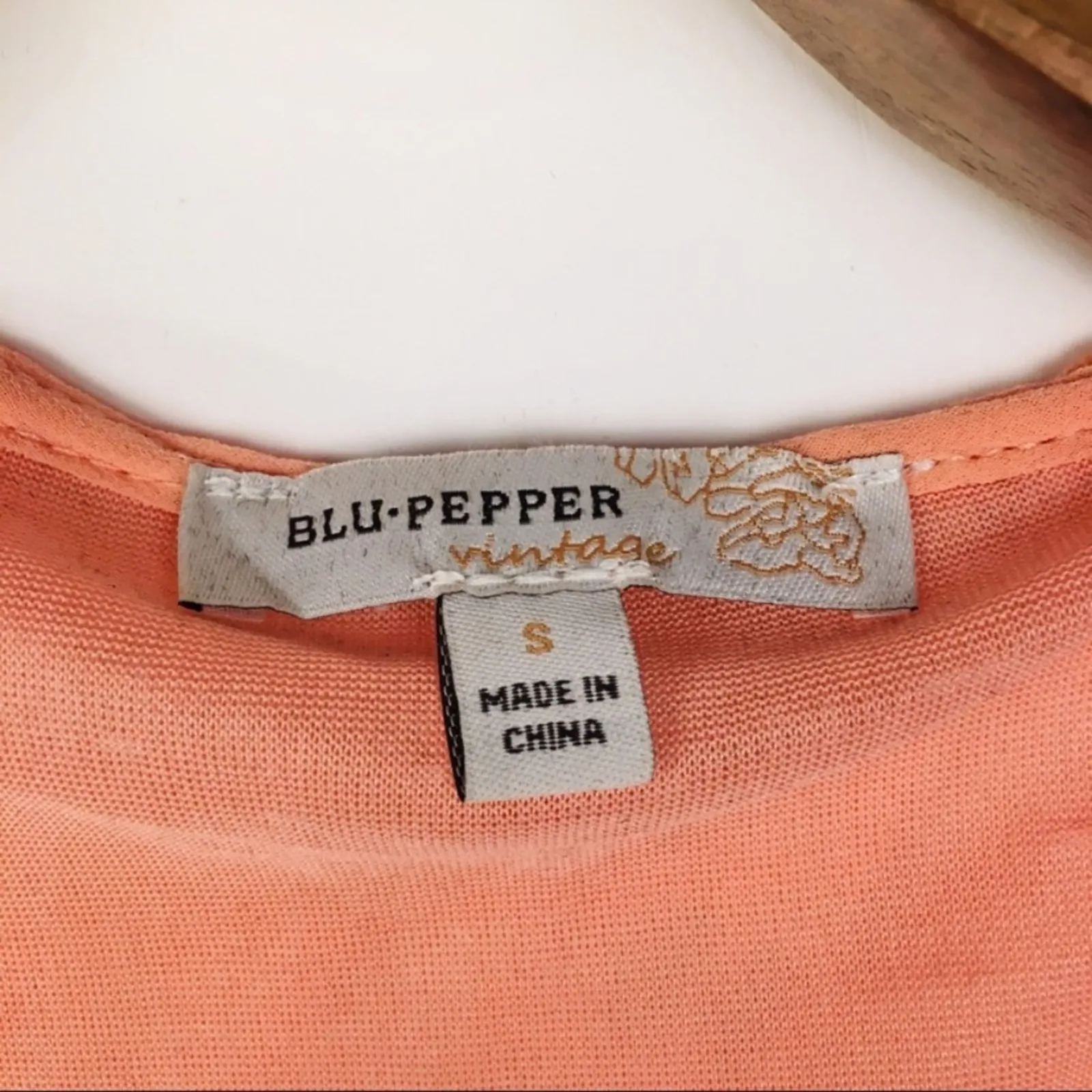 Peach Layered Lace Cottage Preppy Dress Blu Pepper Size Small - Image 10