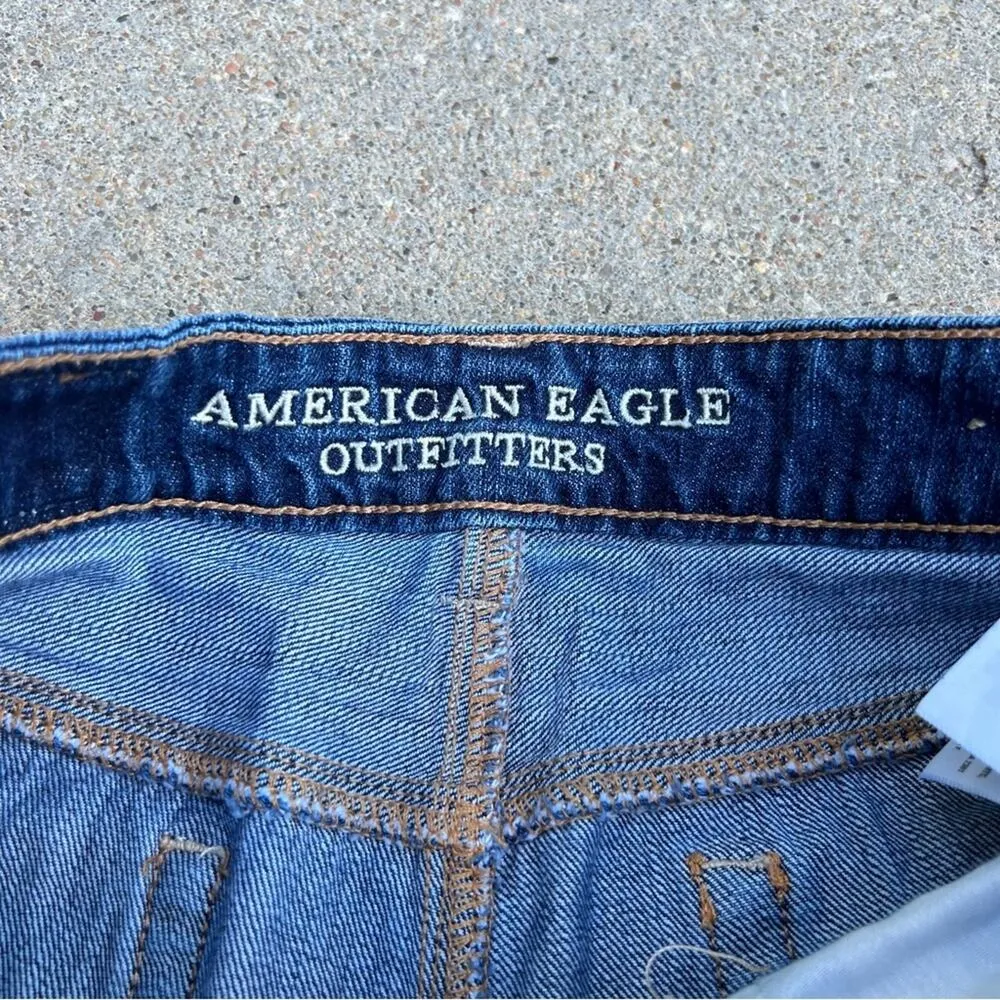 AEO high rise festival jeans peekaboo crochet pockets distressed frayed hems 0 - Image 4