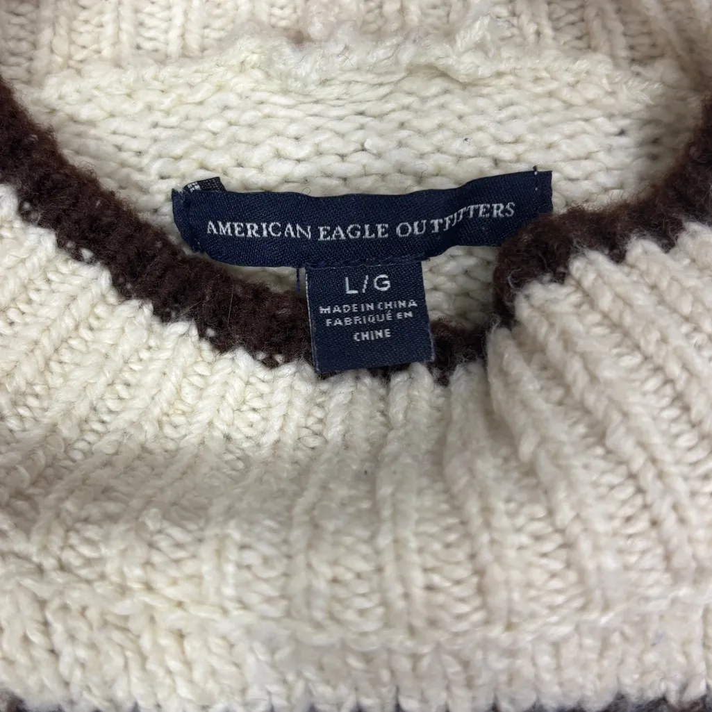 American Eagle Fair Isle Sweater Womans L Soft Fishermancore New England Winter - Image 4