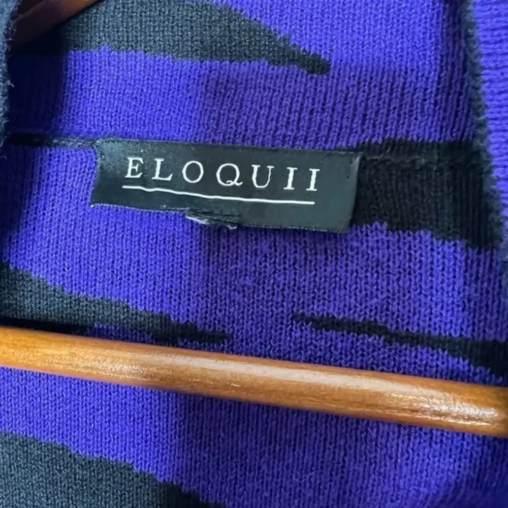 Eloquii purple & black open front thick one button cardigan thick sweater 3X - Image 6