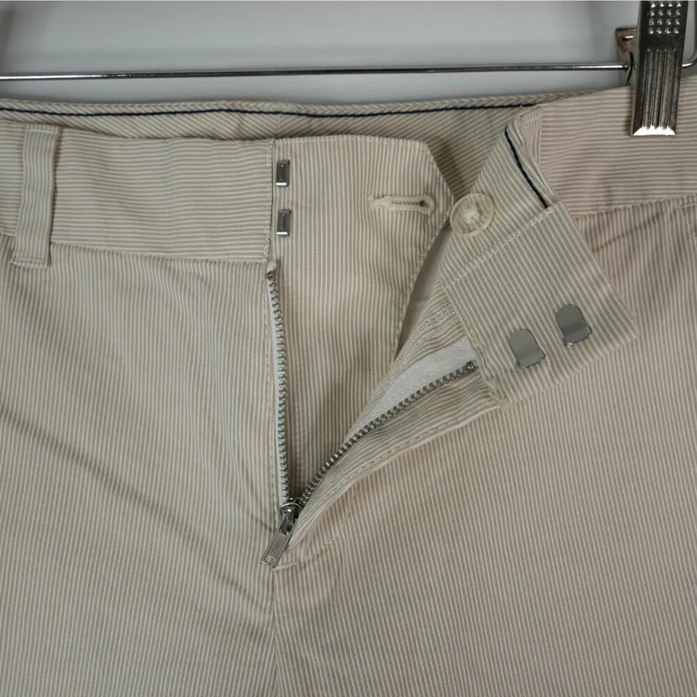 Tommy Hilfiger Shorts Womens 4 Chino Flat Front Beige Striped 9" Inseam Casual - Image 3