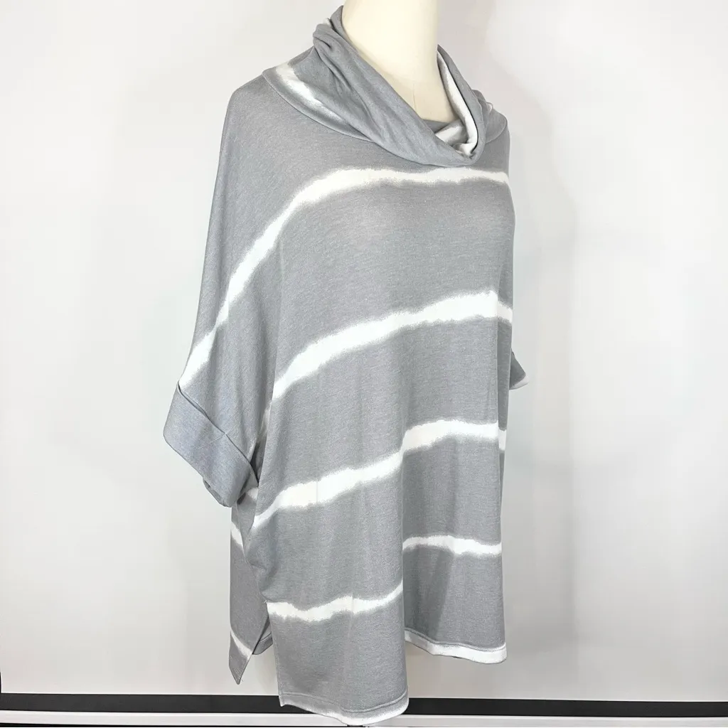 143 STORY // LINE UP Gray White Striped Mock Neck Dolman Pullover Small - Image 4
