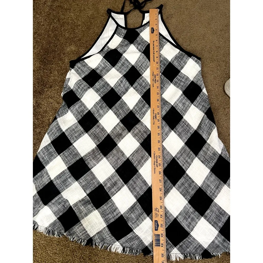 Bella Dahl size medium dress sexy black white checkered halter neck fully lined - Image 6