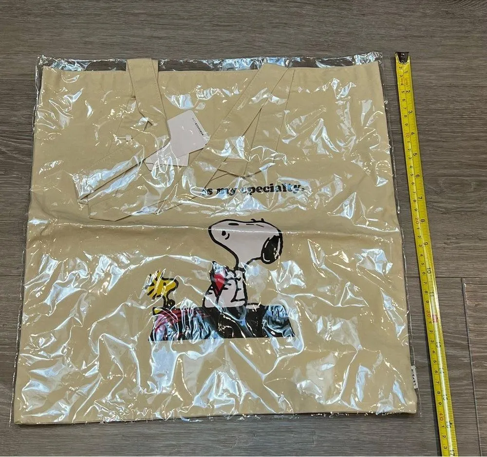 Snoopy and Woodstock beige tote bag - Image 4