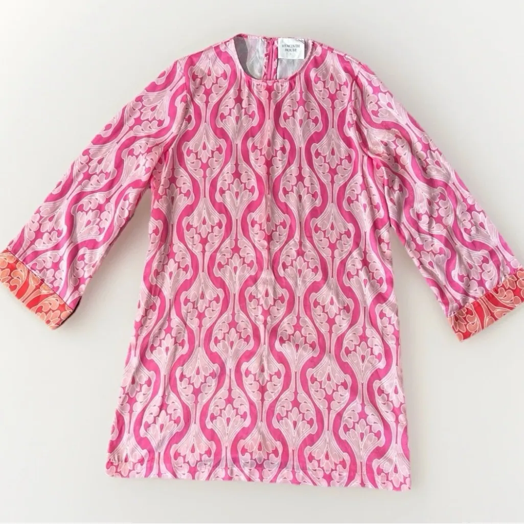 HYACINTH HOUSE TUCKERNUCK Women’s Pink Printed Contrast Trim HAYES Dress L Size L - Image 5