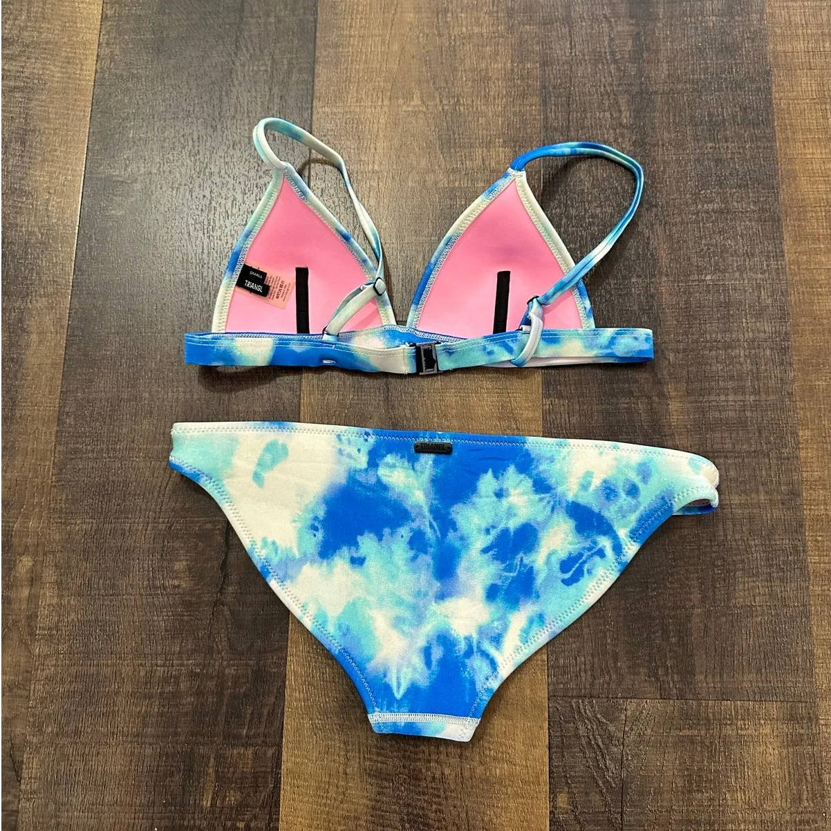 Triangl Blue White Tie Dye Bikini Set Women’s Swimwear Size Small - Image 5