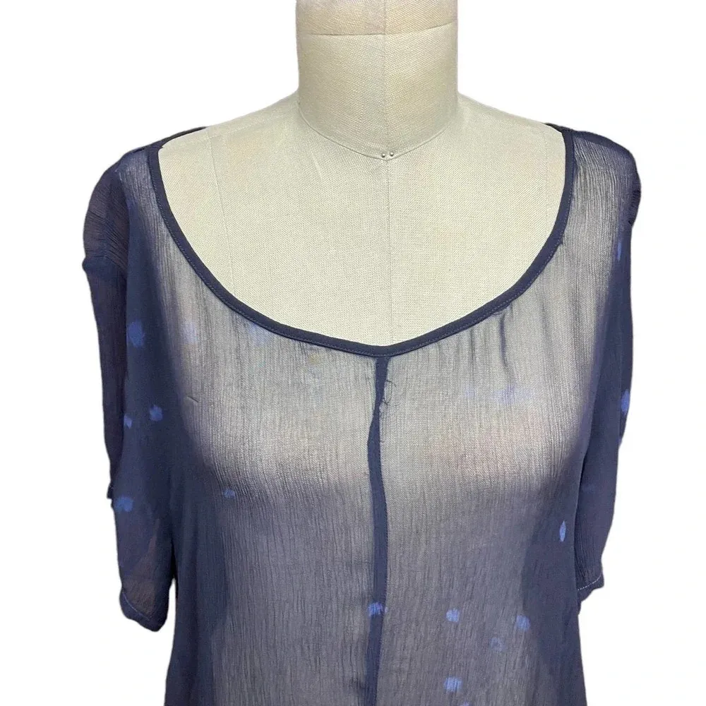 Lacausa Factory Sheer Long Dress in Luna Wash Navy Blue‎ Size XS - Image 4