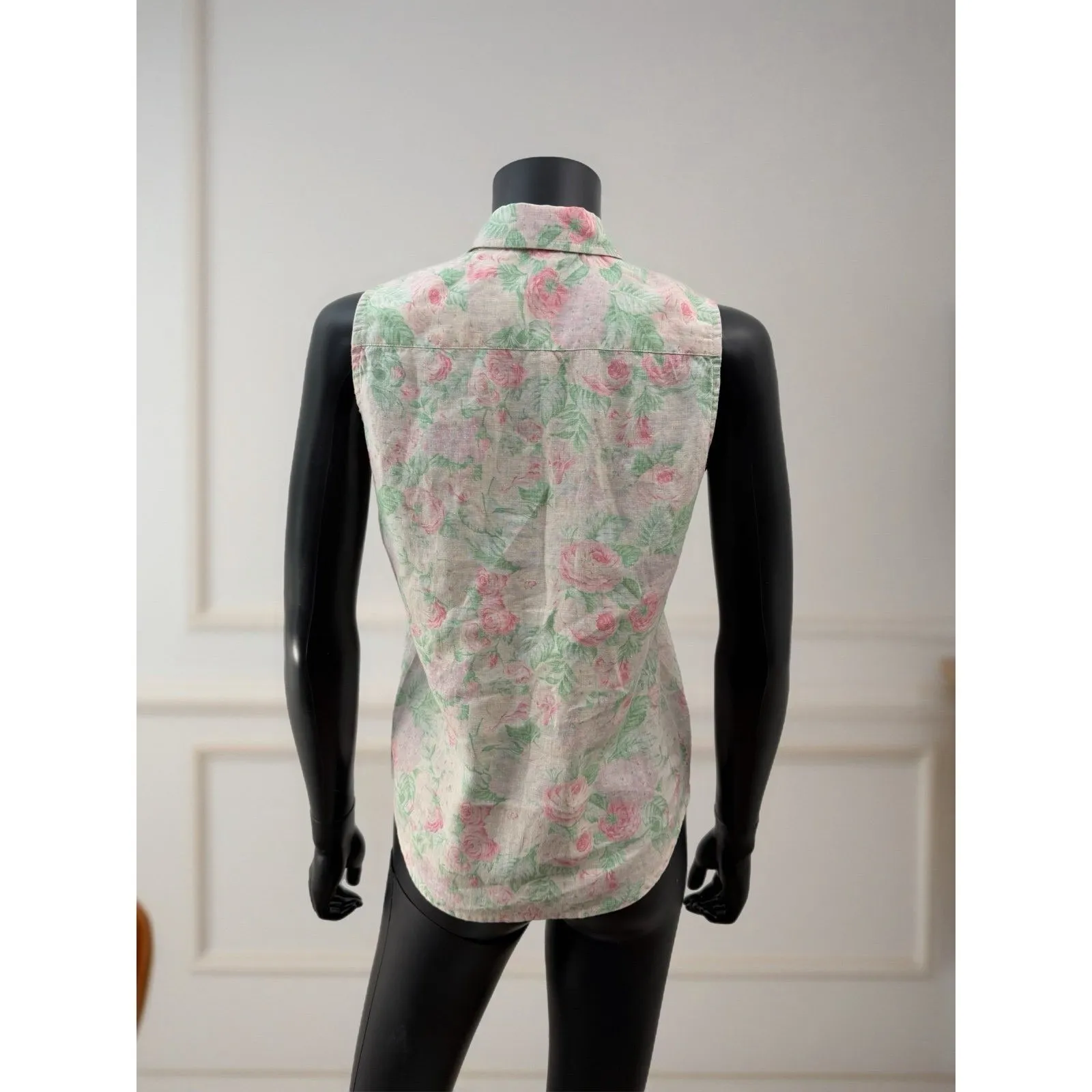 Lauren Ralph Lauren Petite Linen Floral Sleeveless Button Blouse Women's P/P - Image 2