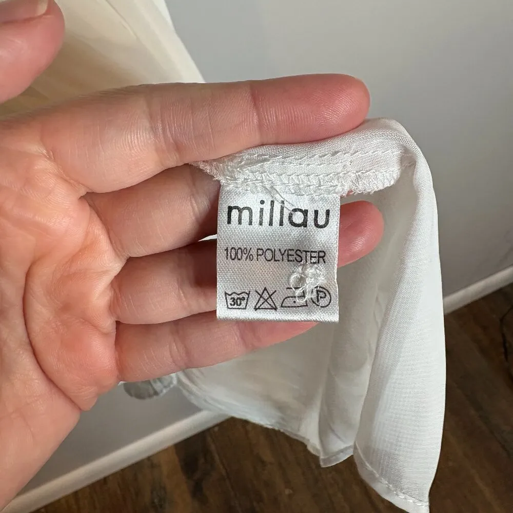 Millau white lacy pleated dress Size XS - Image 4