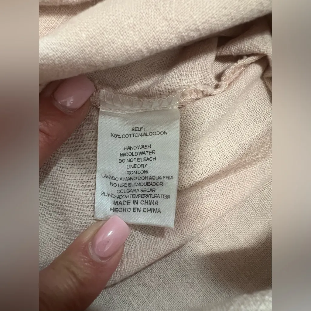 Merci Button Front Coverall Sz L 100% Cotton Elastic‎ Waist Minimalist Coral Orange Size L - Image 7