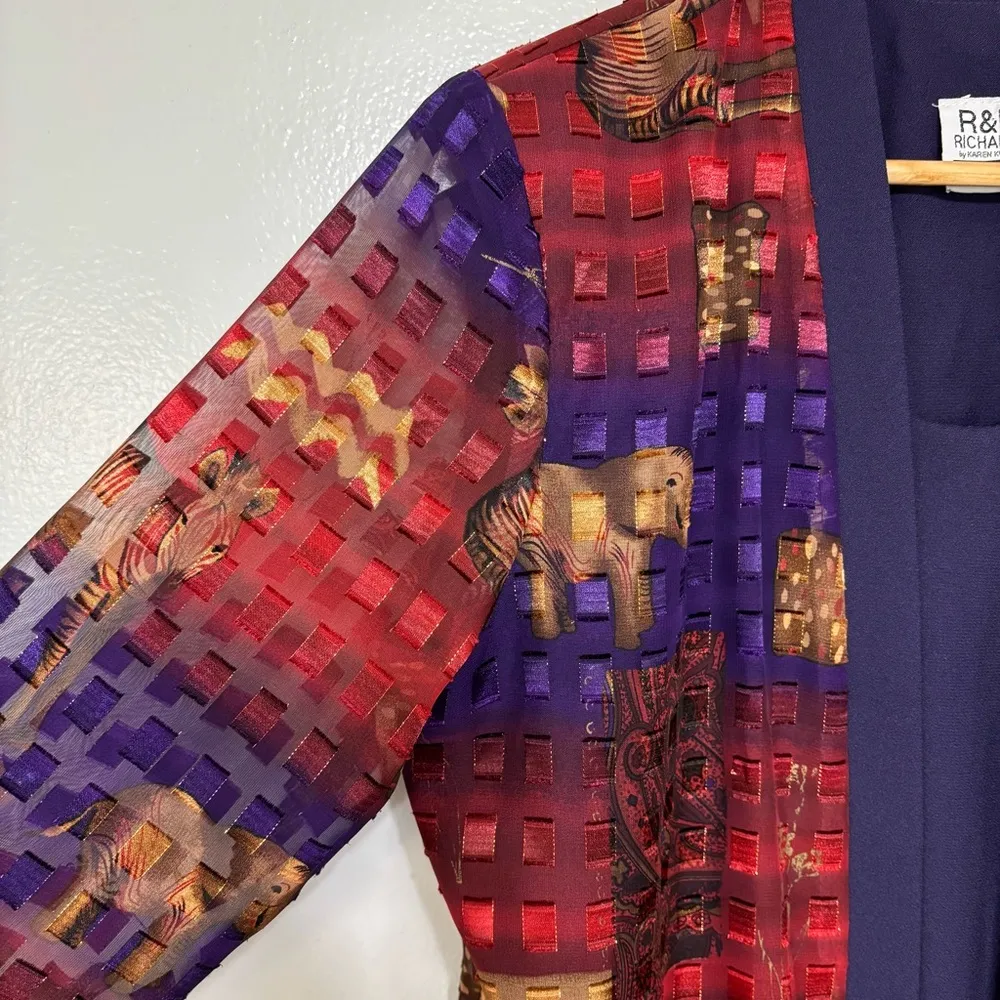 R&M Richards Women's Multicolor Safari Animal Themed Jacket Size Petite L - Image 2