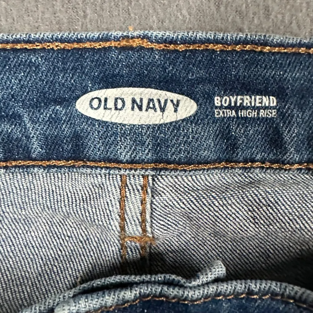 Old Navy Womens 18 Boyfriend Extra High Rise Denim Blue Jeans Ankle Crop Baggy - Image 7