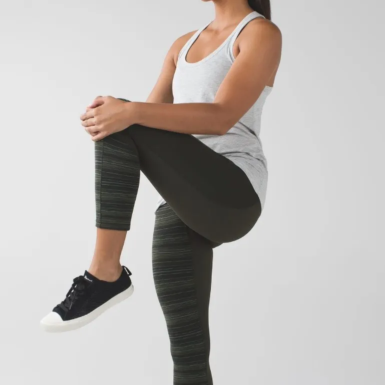 Lululemon Give Me Qi Crop Cyber Stripe Gator Green Women’s Size 4 - Image 11