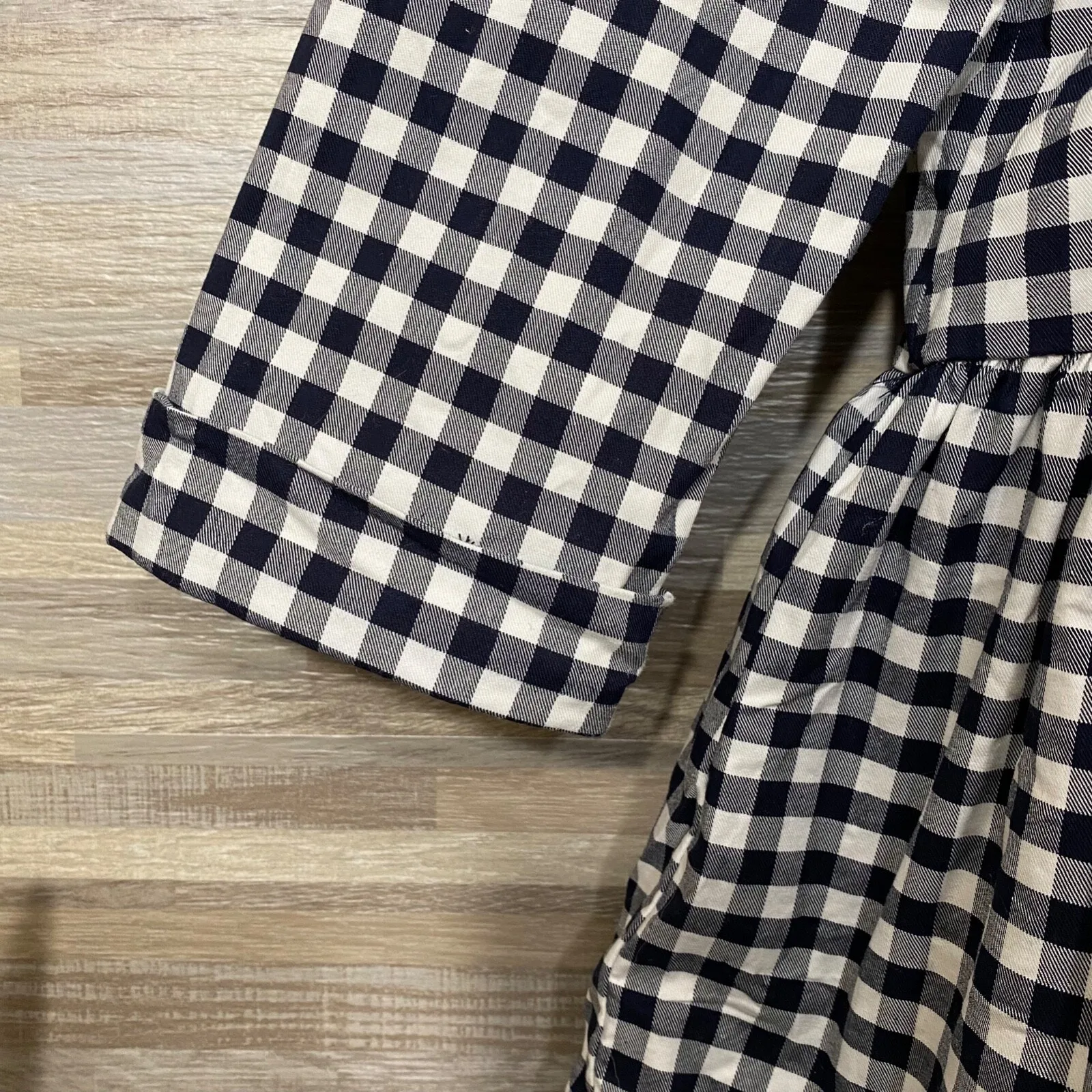 Victoria Beckham for Target Peplum Top Women's XS Navy White Gingham 3/4 Sleeve Blue - Image 4