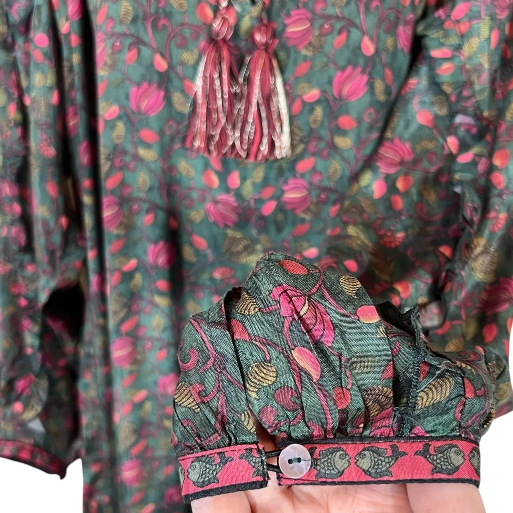 NATURAL LIFE Lula Dress Green Floral Ruffled Tiered Long Sleeve Maxi Dress - Image 9