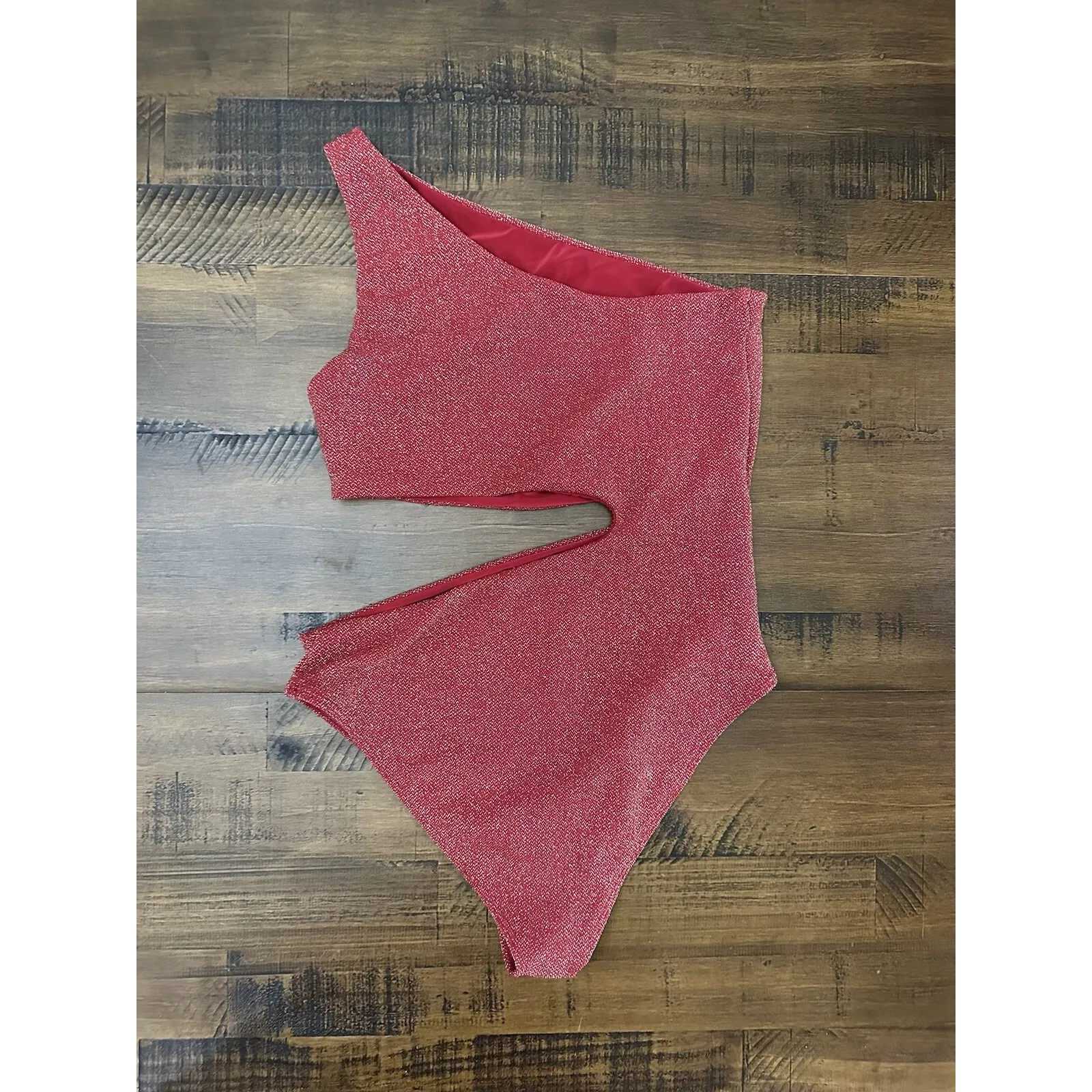 Free People x Beach Riot Cutout One-Piece Swimsuit Glitter Red Large NWT $178 - Image 6