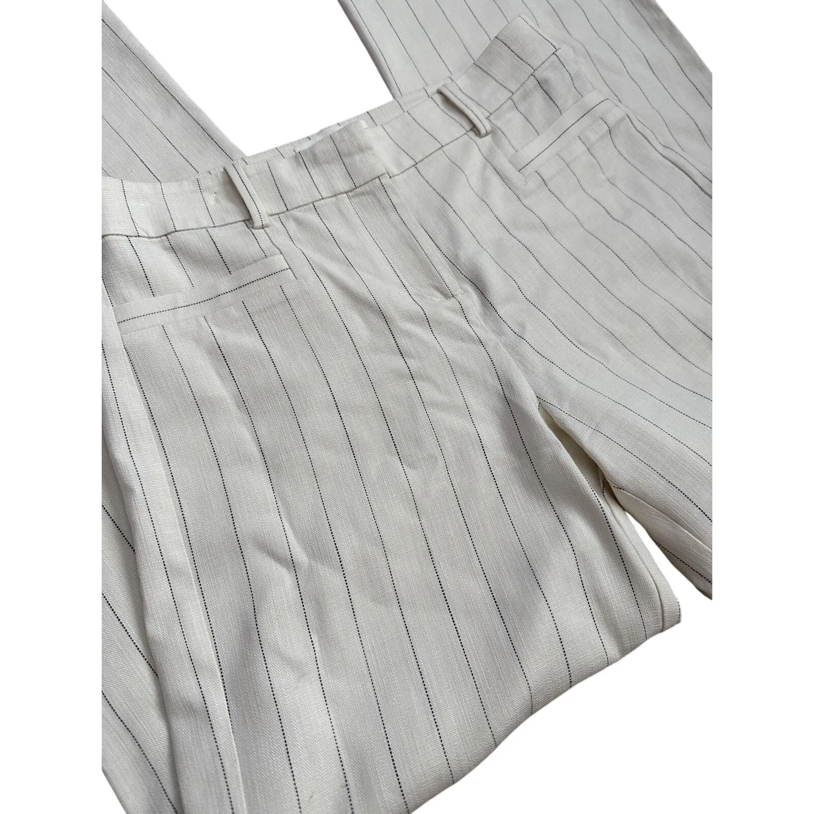 BA&SH Elouan Wide Leg Off-White‎ Pinstripe Pants Size 6 - Image 15
