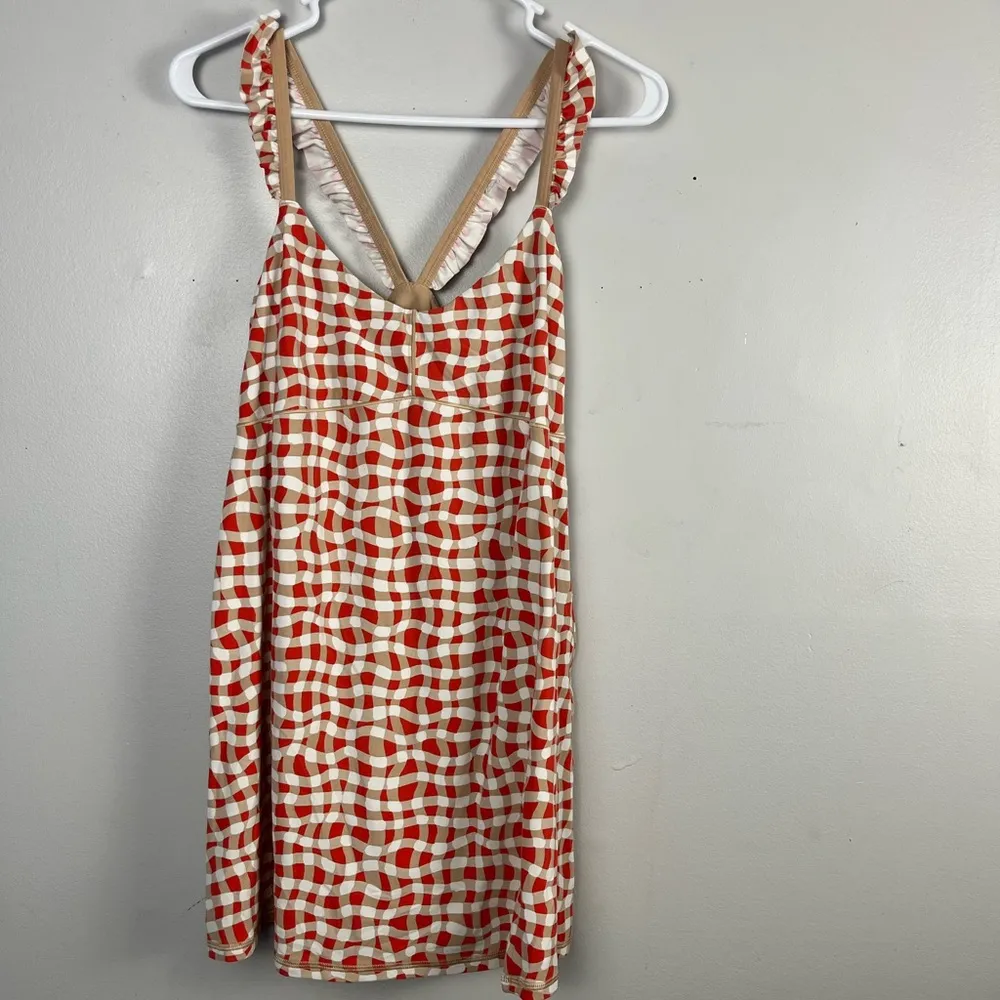 Offline by  tennis mini dress red/cream/white ruffle straps size large - Image 6