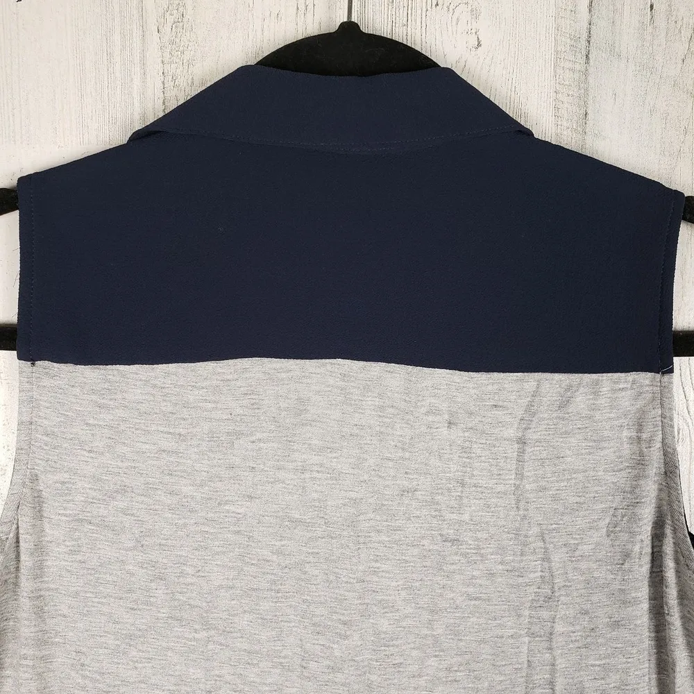 NWT Drew Navy Blue Heathered Gray Button Down High Low Top Women's Size XS - Image 7