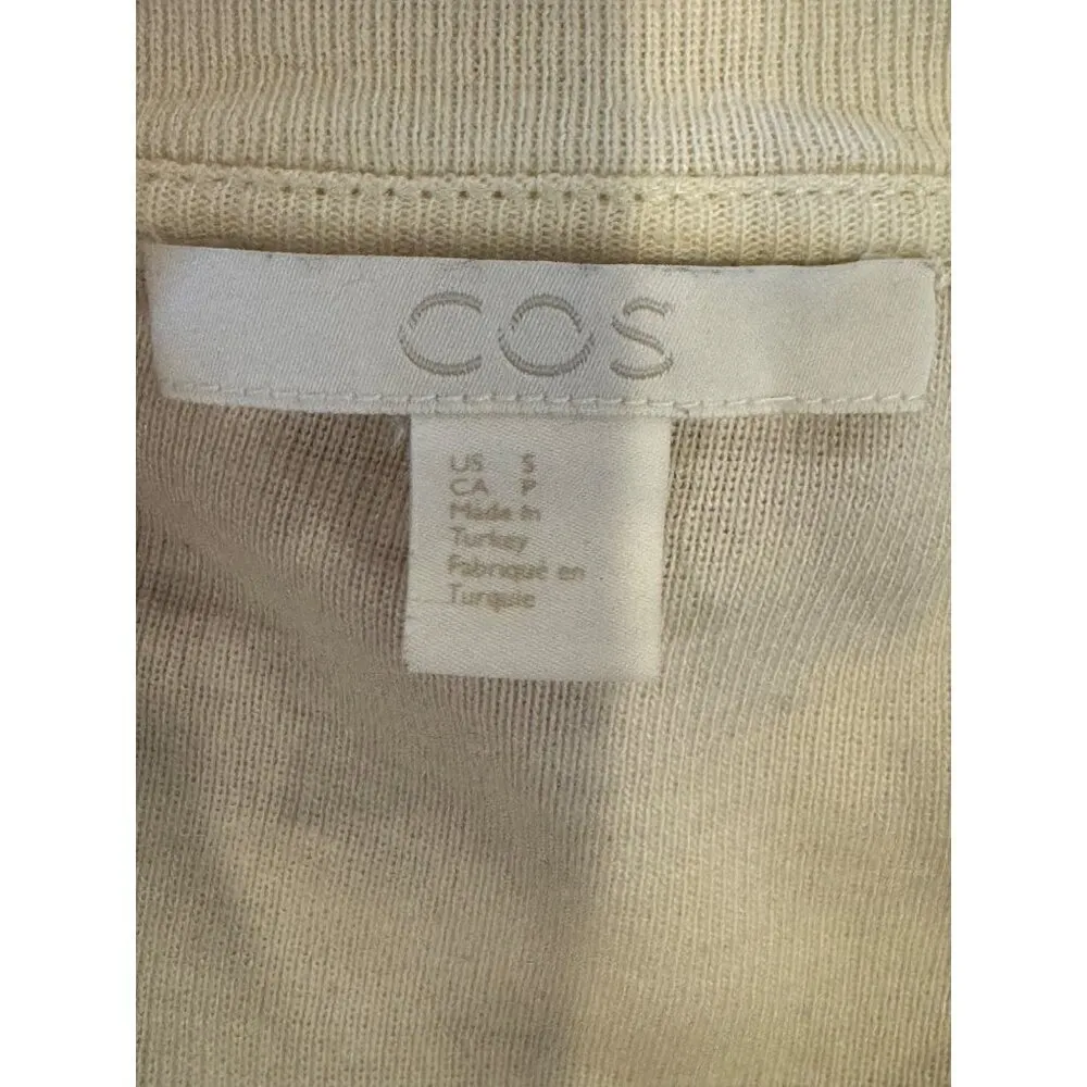 COS Sweater Women Small Ivory V Neck Cotton Blend Ribbed Lightweight Pullover - Image 8