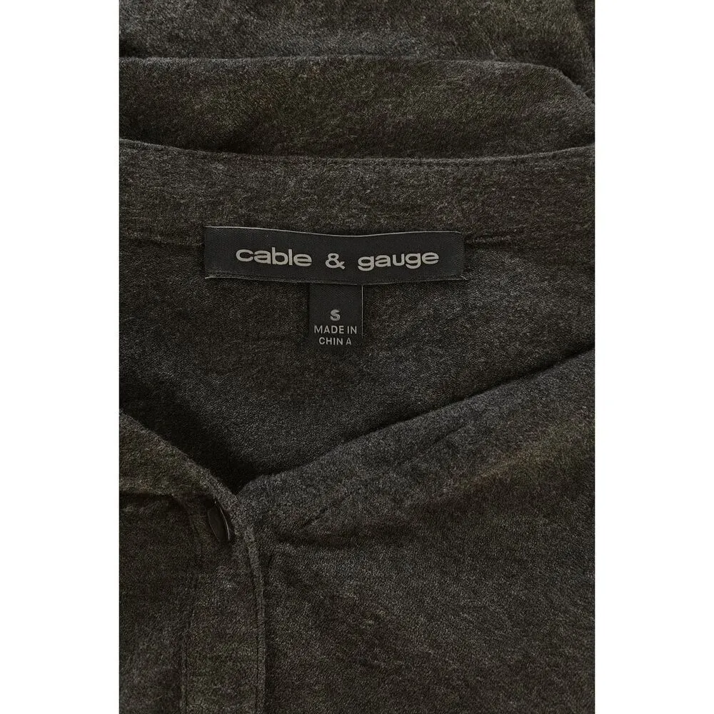 Cable & Gauge Women’s Small Gray Long Sleeve Tunic Top | Button Front Roll Tab S - Image 4