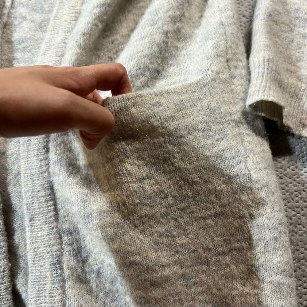 Minimum Beige Oatmeal Longline Mohair & Wool Blend Sweater Cardigan Size Small Gray - Image 4