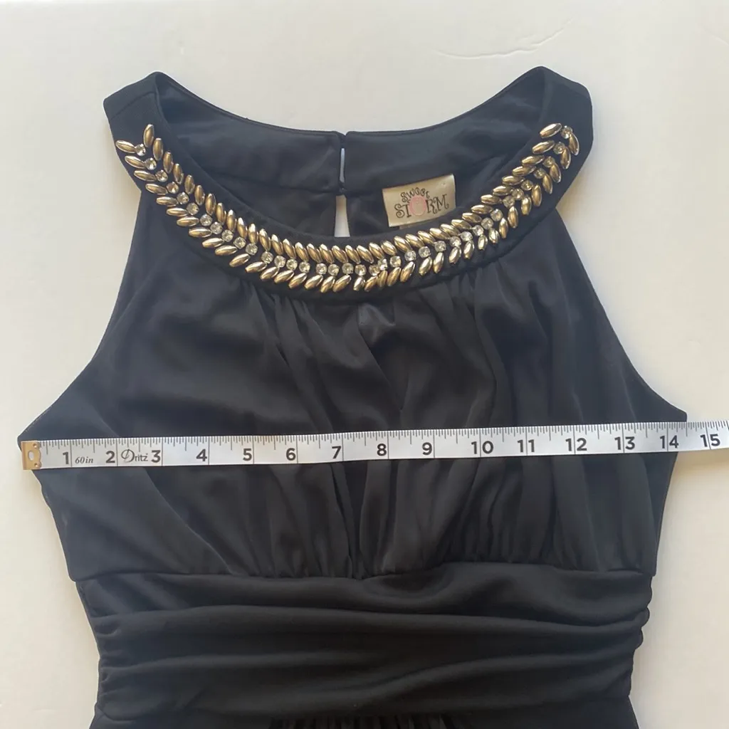 Sweet Storm Long Sleeveless Black Crystal & Beaded Accents Size Medium‎ Dress - Image 8