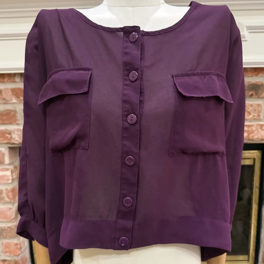 Forever 21 Deep Purple Semi-sheer Crop Top / M / Excellent condition - Image 2