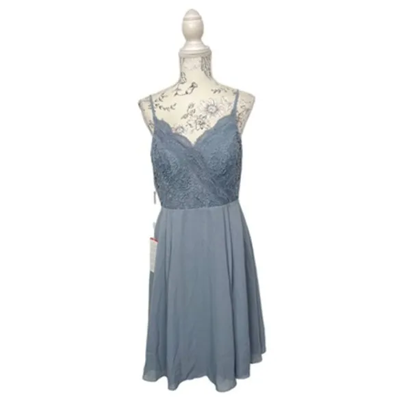 JJs House A-Line V-neck Knee-Length Chiffon Lace Bridesmaid Dress Size 8 NWT‎ - Image 2