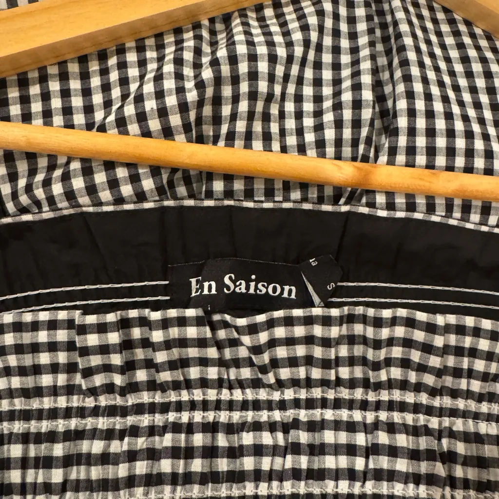 En Saison Monochrome Gingham Dress Black - Image 4