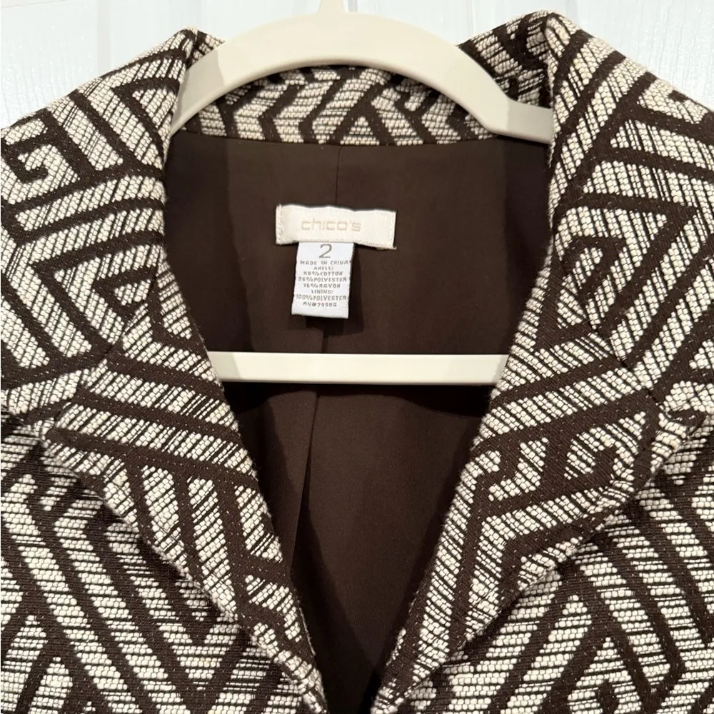 🎄Chicos Minimalist Geometric Brown Career Office Blazer - Image 2