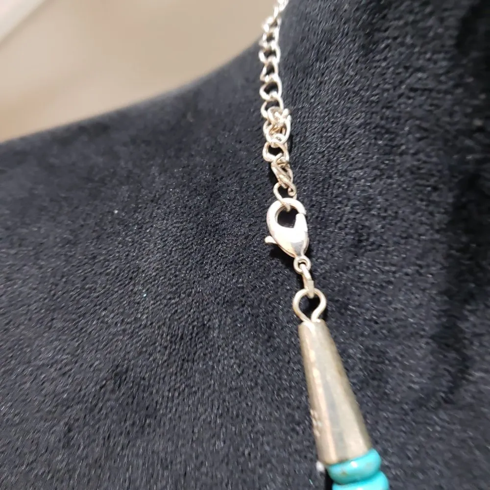 Women Fashion Native Turquoise Bead 3 Strand Collar Necklace with Lobster Clasp Blue - Image 6