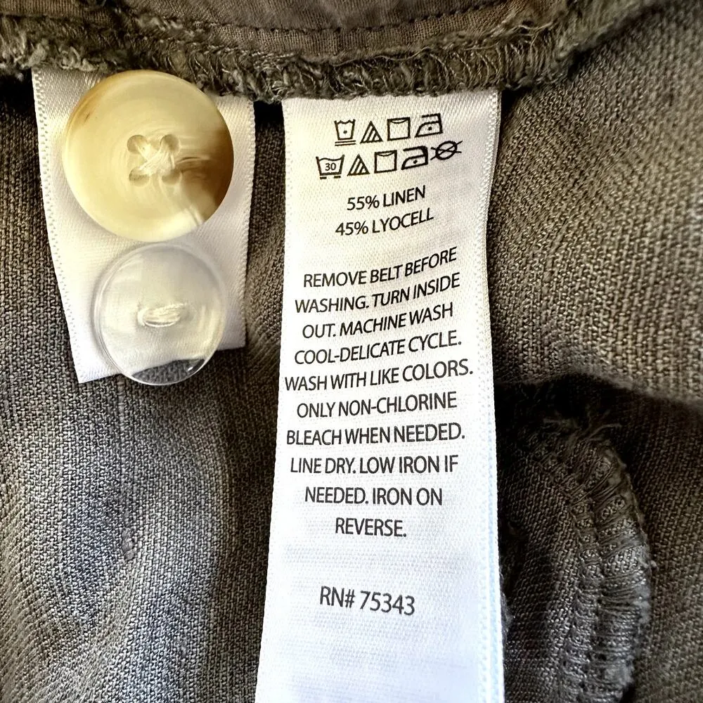 Nicole Miller Vintage Look Shorts Belted Pleated Linen Blend Gray 12 NWT - Image 4