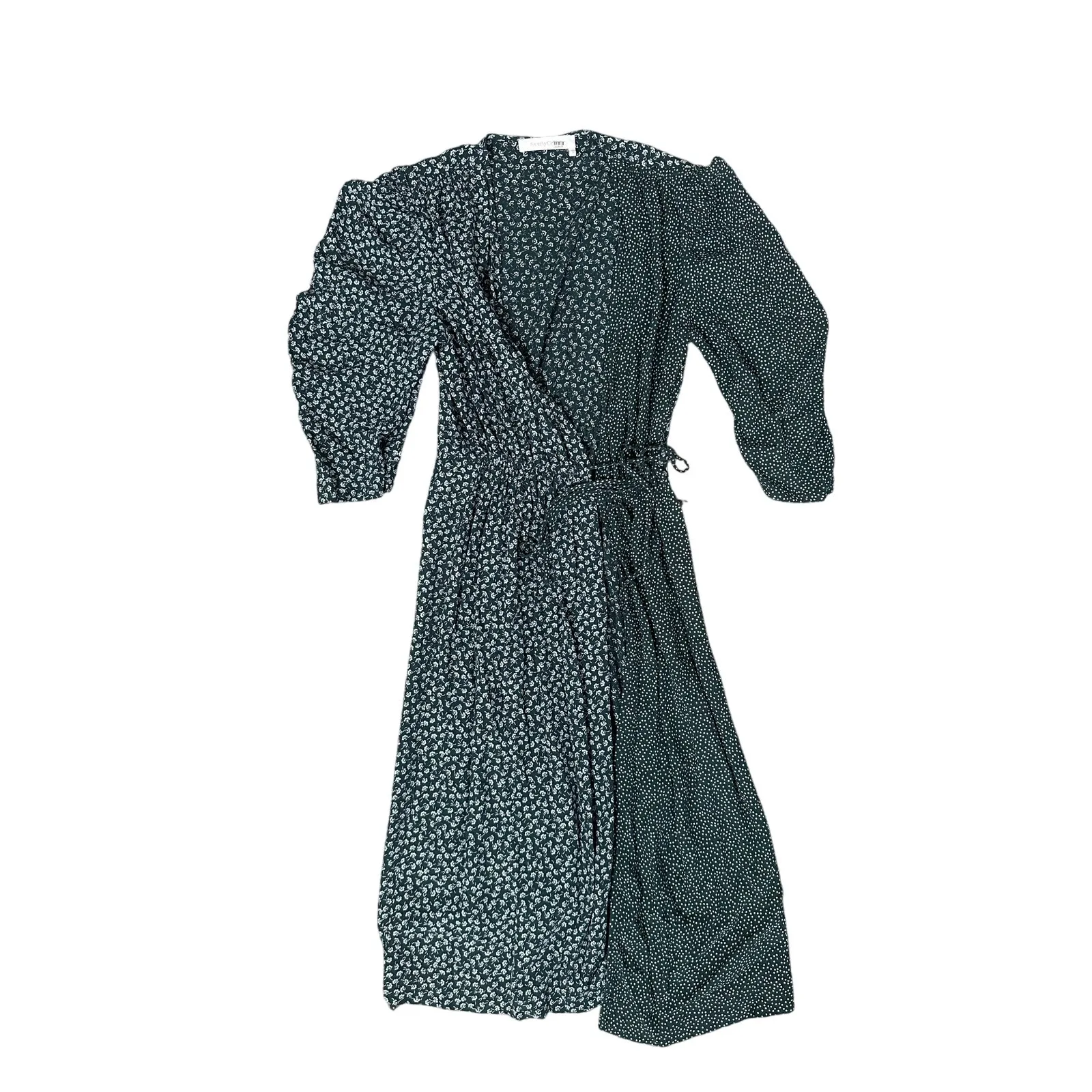 See by Chloe Dress Green & White Floral & Dot Wrap Knee Length - Image 6