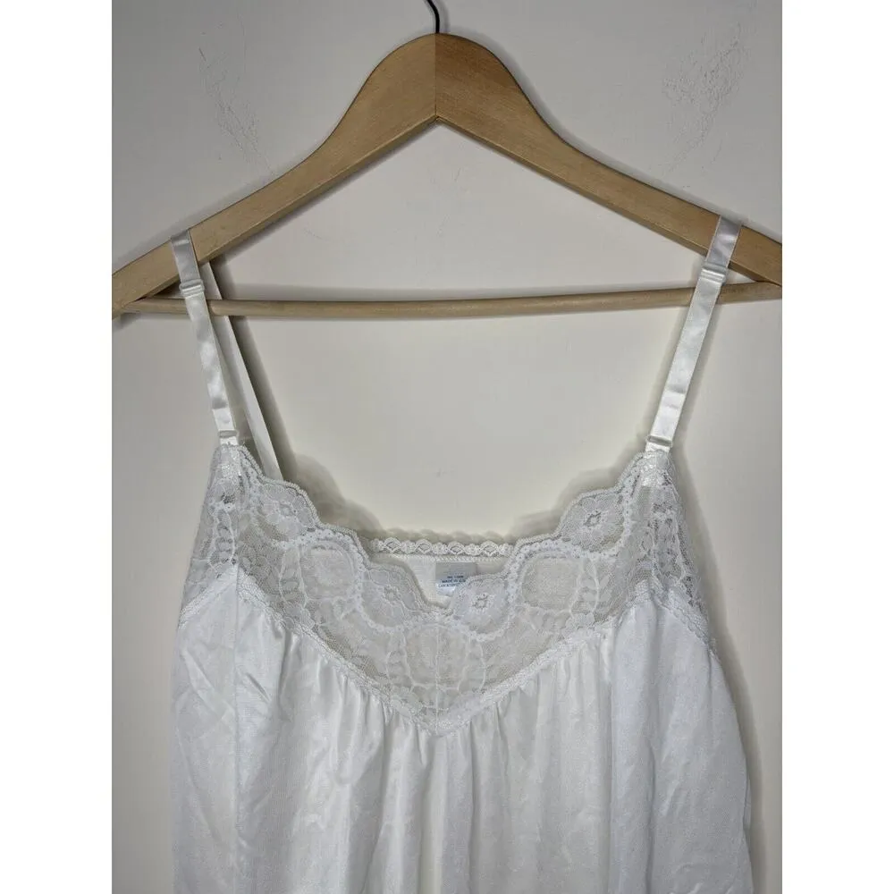 SLIPERFECTION Womens M White LACE TRIM Slip Dress Nightgown Lingerie Nylon Size M - Image 2