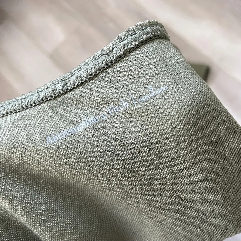 Abercrombie & Fitch Tankini ribbed swimsuit womens Green small cheeky strapless - Image 5