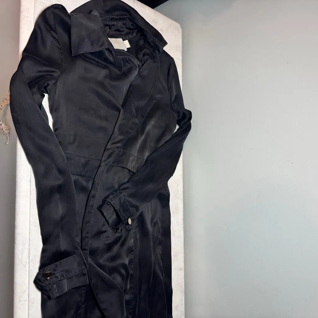 Misha Collection Black Silk Trench Coat Size 2 - Image 7