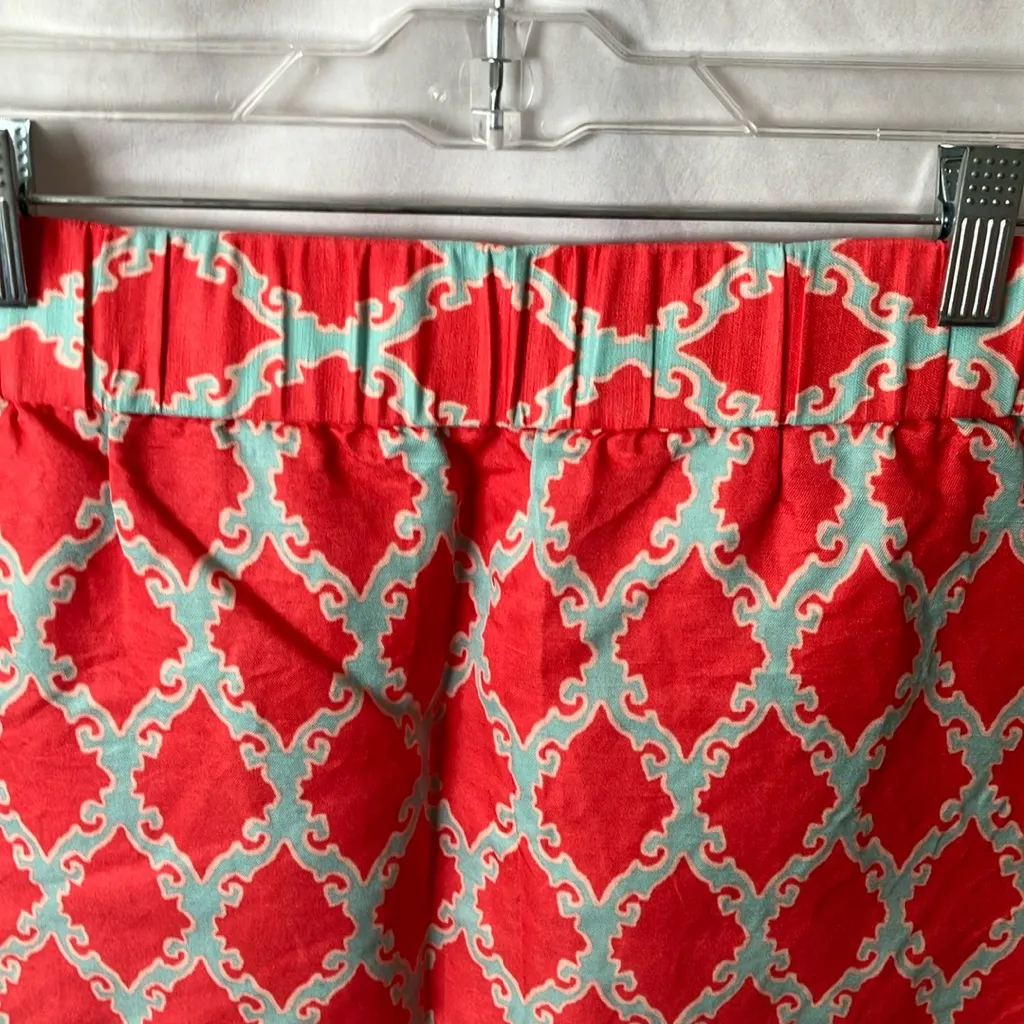 Kate Spade: Red & Blue Silk/Linen Blend Patterned Skirt- 6 - Image 9