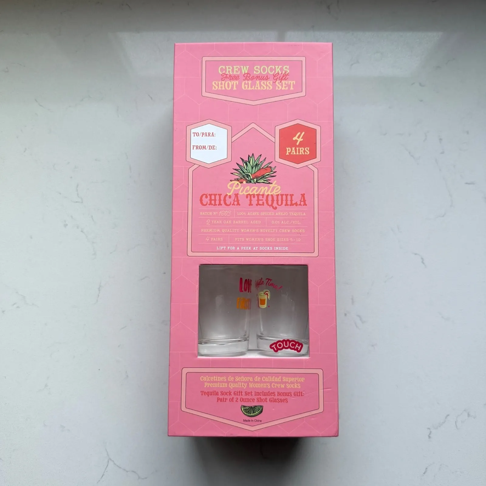 Picante Chica Tequila Gift Set 4 Pairs Socks Size 5 - Image 2